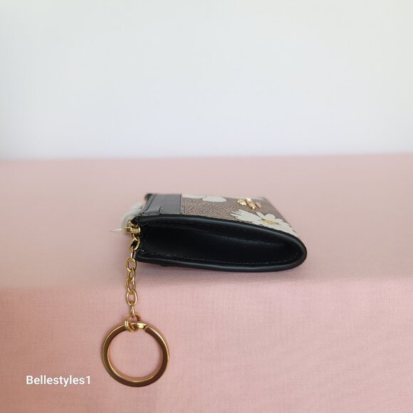 COACH Mini Skinny ID Case In Signature Canvas With Floral Print- Tan Multi 🎈⭐ - Picture 11 of 15